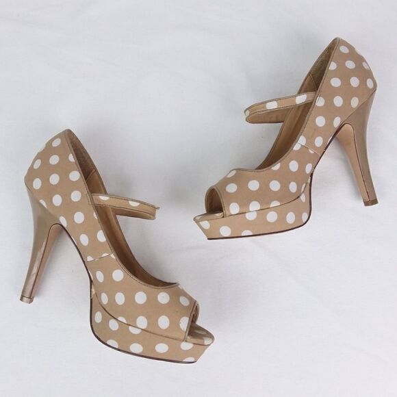 Madden Girl Shoes - Madden Girl "Lyon" Polka Dot‎ Peep Toe Pumps. Size 8.5.  B72